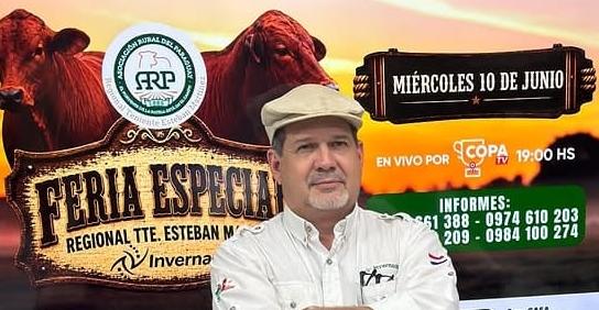 Afiche de una feria especial de ganado en el Chaco con Fernando Galeano como rematador